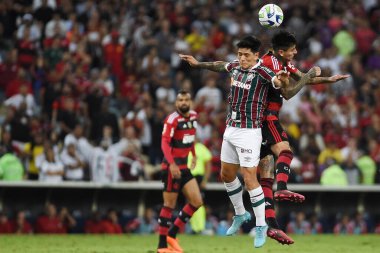 Rio de Janeiro, 16 Mayıs 2023. Brezilya Kupası 'nda Flamengo' ya karşı oynanan maçta Fluminense takımının futbol oyuncuları.