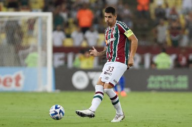 Rio de Janeiro, Brezilya, 18 Nisan 2023. Fluminense takımından futbolcu Nino, Maracan Stadyumu 'nda oynanan The Stonge maçında golünü kutluyor..
