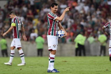 Rio de Janeiro, Brezilya, 18 Nisan 2023. Maracan Stadyumu 'nda The Stonge for the Libertadores maçında Fluminense takımının futbolcusu..