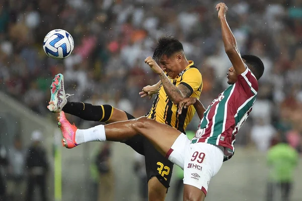 Rio de Janeiro, Brezilya, 18 Nisan 2023. Maracan Stadyumu 'nda The Stonge for the Libertadores maçında Fluminense takımının futbolcusu..