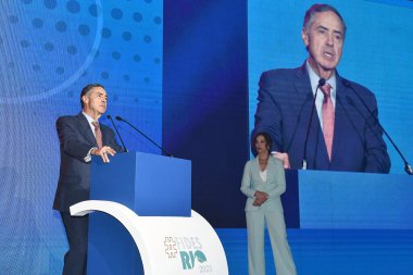 Rio de Janeiro, Brezilya, 25 Eylül 2023. Federal Temyiz Mahkemesi Başkanı Luis Roberto Barroso FIDES 2023 yılında Windsor Otel 'de....