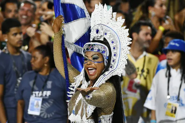 Rio Janeiro Brazílie Února2023 Průvod Samba Škol Během Karnevalu Městě — Stock fotografie