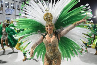 Rio de Janeiro, Brezilya, 19 Şubat 2023. Rio de Janeiro 'daki karnaval sırasında, özel grubun samba okullarının geçit töreni..