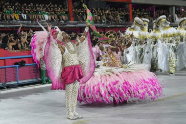 Rio de Janeiro, Brezilya, 19 Şubat 2023. Rio de Janeiro 'daki karnaval sırasında, özel grubun samba okullarının geçit töreni..