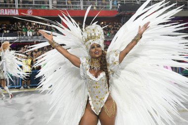 Rio de Janeiro, Brezilya, 19 Şubat 2023. Rio de Janeiro 'daki karnaval sırasında, özel grubun samba okullarının geçit töreni..
