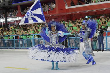 Rio de Janeiro, Brezilya, 22 Nisan 2022. Altın serisi samba okullarının geçit törenleri, Rio de Janeiro 'daki karnaval sırasında.