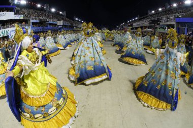 Rio de Janeiro, Brezilya, 22 Nisan 2022. Altın serisi samba okullarının geçit törenleri, Rio de Janeiro 'daki karnaval sırasında.