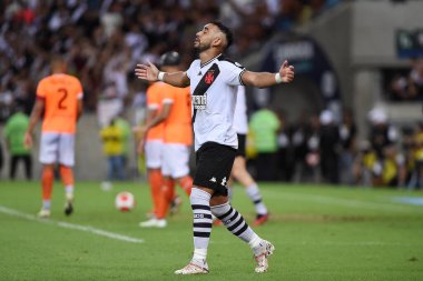 Rio de Janeiro, Brezilya, 17 Mart 2024. Vasco takımından futbolcu Payet, Maracan Stadyumu 'nda Carioca şampiyonası için Nova Iguau ile oynadığı maçta golünü kutluyor..