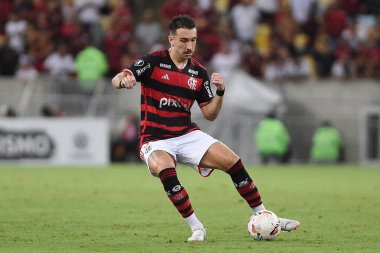 Rio de Janeiro, Brezilya, 10 Nisan 2024. Flamengo ile Filistin arasındaki futbol maçı Conmebol Libertadores 2024, Marcan Stadyumu 'nda..