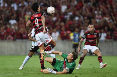 Rio de Janeiro, Brezilya, 10 Nisan 2024. Flamengo ile Filistin arasındaki futbol maçı Conmebol Libertadores 2024, Marcan Stadyumu 'nda..