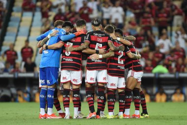 Rio de Janeiro, Brezilya, 10 Nisan 2024. Flamengo ile Filistin arasındaki futbol maçı Conmebol Libertadores 2024, Marcan Stadyumu 'nda..