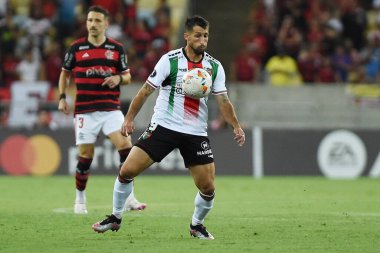 Rio de Janeiro, Brezilya, 10 Nisan 2024. Flamengo ile Filistin arasındaki futbol maçı Conmebol Libertadores 2024, Marcan Stadyumu 'nda..