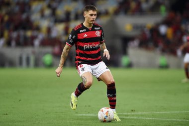 Rio de Janeiro, Brezilya, 10 Nisan 2024. Flamengo ile Filistin arasındaki futbol maçı Conmebol Libertadores 2024, Marcan Stadyumu 'nda..