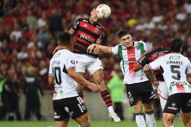 Rio de Janeiro, Brezilya, 10 Nisan 2024. Flamengo ile Filistin arasındaki futbol maçı Conmebol Libertadores 2024, Marcan Stadyumu 'nda..