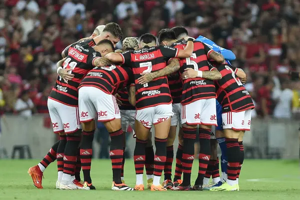 Rio Janeiro Brazilië Maart 2024 Voetbalwedstrijd Tussen Flamengo Fluminense Voor Stockfoto