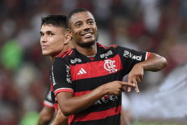 Rio de Janeiro, Brezilya, 17 Nisan 2024. De La Cruz, Flamengo X So Paulo takımının maçında Brezilya Şampiyonası 2024 'te Maracan Stadyumu' nda mücadele edecek..