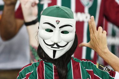 Rio de Janeiro, Brezilya, 29 Şubat 2024. Fluminense futbol takımının taraftarları LDU takımına karşı oynanan bir futbol maçında Recopa Sudamericana 2024 finalinde Maracan Stadyumu 'nda.