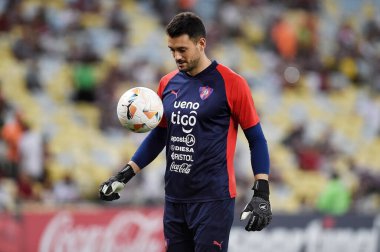 Rio de Janeiro, Brezilya, 16 Mayıs 2024. Futbol kalecisi Alexis Martin, Fluminense x Cerro Porteno arasındaki maç sırasında, Conmebol Libertadores 2024, Maracana Stadyumu 'nda.