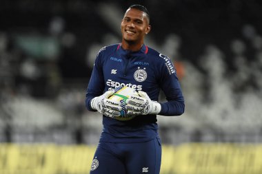 Rio de Janeiro, Brazil, May 5, 2024. Soccer goalkeeper of the Bahia team during a match against Botafogo, for the Brazilian Championship, at the Maracan stadium. clipart