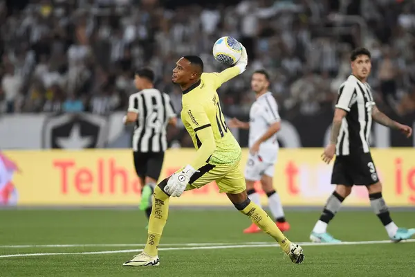 stock image Rio de Janeiro, Brazil, May 2, 2024. John Victor, Botafogo soccer goalkeeper, during a match against Vitria, for the Copa do Brasil, at the Engenho stadium.