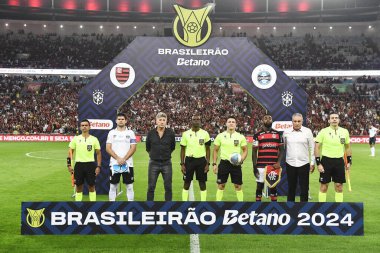 Rio de Janeiro, Brezilya, 13 Haziran 2024. Maracana Stadyumu 'nda Brezilya şampiyonluğu için Flamengo ve Gremio takımları arasındaki futbol maçı..