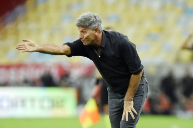 Rio de Janeiro, Brezilya, 13 Haziran 2024. Maracana Stadyumu 'nda Flamengo takımına karşı oynanan futbol maçında futbol koçu Renato Gaucho..