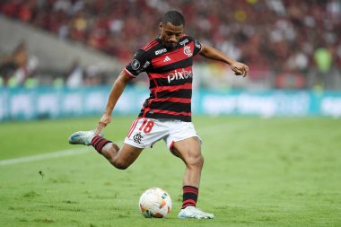 Rio de Janeiro, Brezilya, 15 Ağustos 2024. Maracana Stadyumu 'nda Copa Conmebol Libertadores adına Flamengo ve Bolivar arasında oynanan futbol maçı..