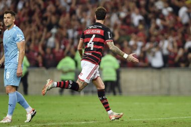 Rio de Janeiro, Brezilya, 15 Ağustos 2024. Maracana Stadyumu 'nda Copa Conmebol Libertadores adına Flamengo ve Bolivar arasında oynanan futbol maçı..