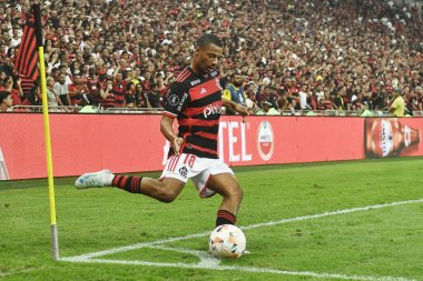 Rio de Janeiro, Brezilya, 15 Ağustos 2024. Maracana Stadyumu 'nda Copa Conmebol Libertadores adına Flamengo ve Bolivar arasında oynanan futbol maçı..