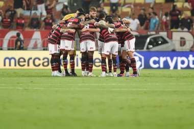 Rio de Janeiro, Brezilya, 15 Ağustos 2024. Maracana Stadyumu 'nda Copa Conmebol Libertadores adına Flamengo ve Bolivar arasında oynanan futbol maçı..