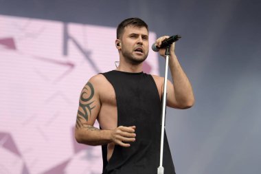 Rio de Janeiro, Brezilya, 28 Mart 2024. Ego Kill Talent grubunun vokalisti Jonathan Corra, Rio Rock 'ta bir konser sırasında.