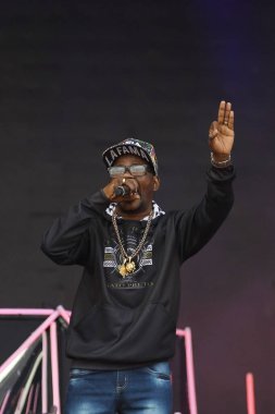 Rio de Janeiro, Brezilya, 3 Eylül 2022. Mc Doca, funk şarkıcısı, Rio Rock 'ta bir gösteri sırasında.