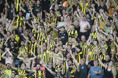 Rio de Janeiro, Brezilya, 23 Ekim 2024. Botafogo Pearol maçında Nilton Santos Stadyumu 'nda düzenlenen Libertadores Conmebol 2024 maçında Pearol taraftarları.