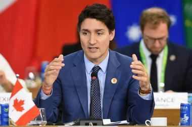 Rio de Janeiro, Brezilya, 19 Kasım 2024, Kanada Başbakanı Justin Trudeau, G20 genel kurul toplantısında.