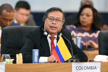 Rio de Janeiro, Brezilya, 19 Kasım 2024, Gustavo Petro, Kolombiya Başkanı, G20 genel kurulundaki bir toplantıda.