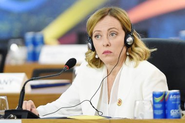 Rio de Janeiro, Brezilya, 19 Kasım 2024. İtalya Başbakanı Giorgia Meloni, G20 genel kurulunda yaptığı toplantıda....