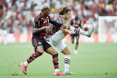 Rio de Janeiro, Brezilya, 8 Şubat 2025. Maracan Stadyumu 'nda Carioca şampiyonluğu için Fluminense ve Flamengo takımları arasındaki futbol maçı..