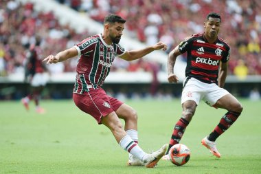 Rio de Janeiro, Brezilya, 16 Mart 2025. Flamengo Fluminense futbol maçına karşı, Carioca Şampiyonası finali için, Maracan Stadyumu 'nda.