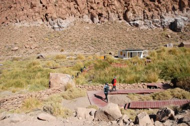 San Pedro de Atacama, Şili. 13 Aralık 2024 Termas Puritama. Atacama Çölü 'ndeki sıcak suların vahası.