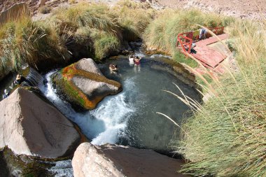 San Pedro de Atacama, Şili. 13 Aralık 2024 Termas Puritama. Atacama Çölü 'ndeki sıcak suların vahası.