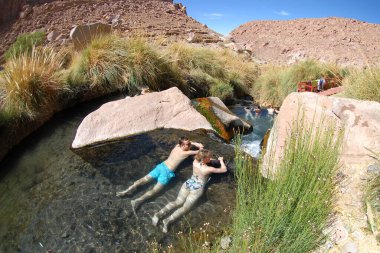 San Pedro de Atacama, Şili. 13 Aralık 2024 Termas Puritama. Atacama Çölü 'ndeki sıcak suların vahası.