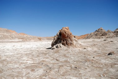 San Pedro de Atacama, Şili. Ay Vadisi 'nde, Atacama Çölü' nde kaya oluşumları..