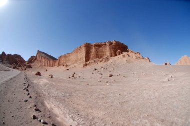 San Pedro de Atacama, Şili. Ay Vadisi 'nde, Atacama Çölü' nde kaya oluşumları..