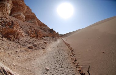 San Pedro de Atacama, Şili. Ay Vadisi 'nde, Atacama Çölü' nde kaya oluşumları..