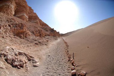 San Pedro de Atacama, Şili. Ay Vadisi 'nde, Atacama Çölü' nde kaya oluşumları..