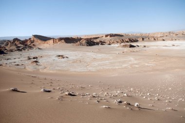 San Pedro de Atacama, Şili. Ay Vadisi 'nde, Atacama Çölü' nde kaya oluşumları..