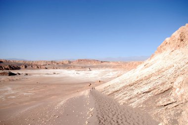 San Pedro de Atacama, Şili. Ay Vadisi 'nde, Atacama Çölü' nde kaya oluşumları..