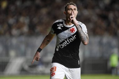 Rio de Janeiro, Brezilya, 27 Mayıs 2025. Vasco takımından futbolcu Vegetti, Güney Amerika Kupası 'nda Vasco x Melgar maçında golünü kutluyor..