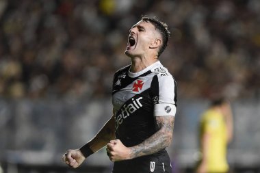 Rio de Janeiro, Brezilya, 27 Mayıs 2025. Vasco takımından futbolcu Vegetti, Güney Amerika Kupası 'nda Vasco x Melgar maçında golünü kutluyor..