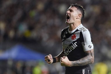 Rio de Janeiro, Brezilya, 27 Mayıs 2025. Vasco takımından futbolcu Vegetti, Güney Amerika Kupası 'nda Vasco x Melgar maçında golünü kutluyor..